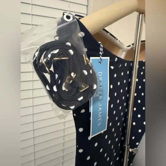 Draper James Bandeau One Piece Navy Polka Dot Swimsuit NWT- Size Medium - Picture 3 of 10